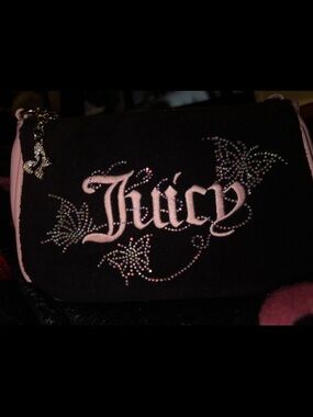 Juicy Couture Black & Pink Crystal Logo Mini Shoulder Bag